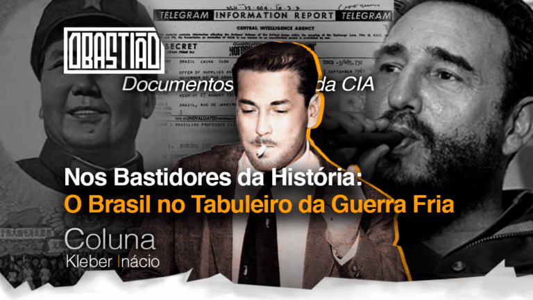 Mapa geopolítico do Brasil durante a Guerra Fria, destacando influências dos EUA, Cuba e URSS nos anos 1960. Documentos secretos revelam jogos de poder ocultos.