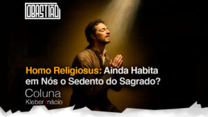 Representação simbólica do Homo Religiosus, o homem em busca do sagrado na modernidade, inspirado na obra de Mircea Eliade.